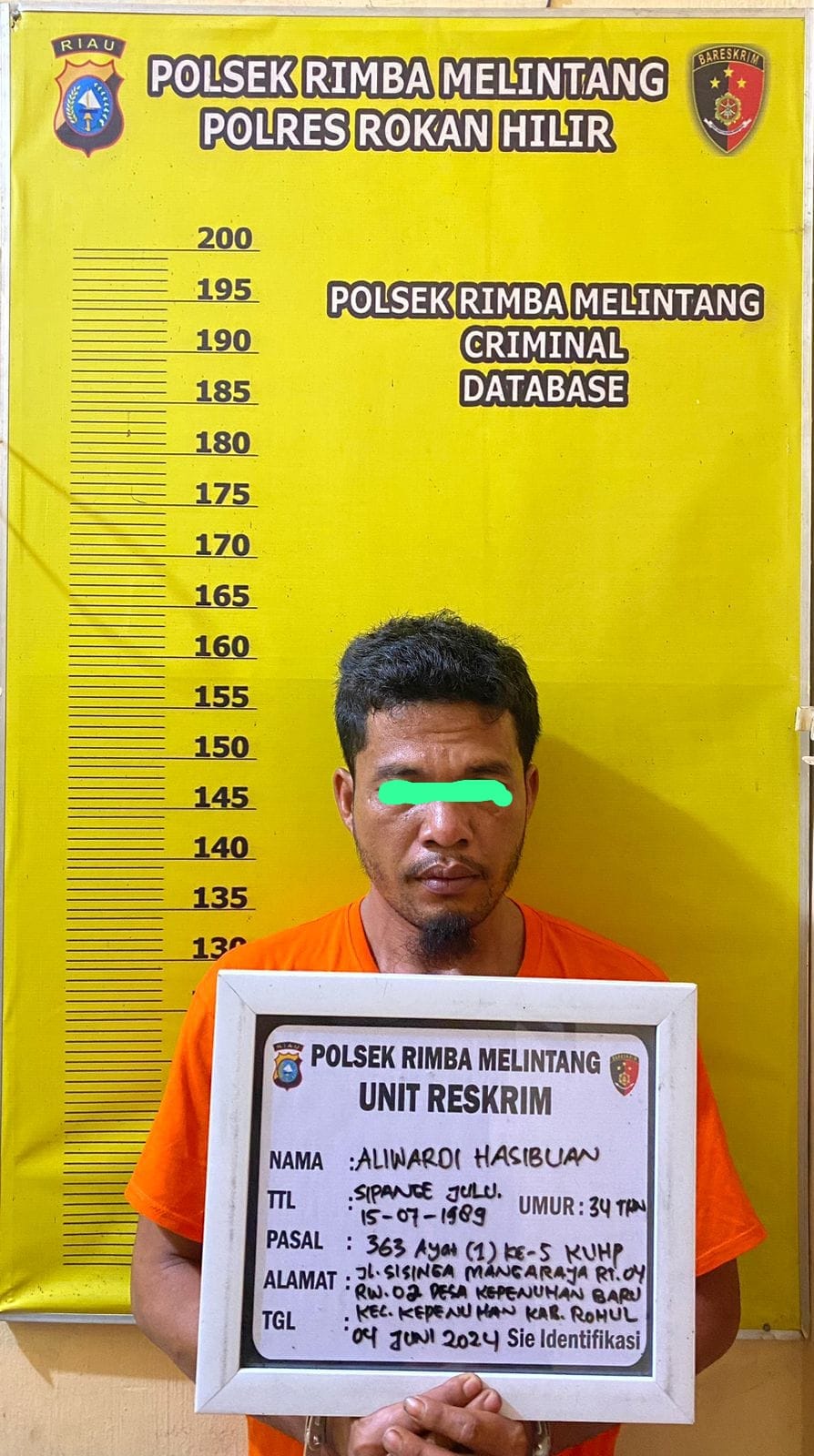 Unit Reskrim Polsek Rimba Melintang Polres Rohil Mengungkap Kasus Tindak Pidana Pencurian Motor. 