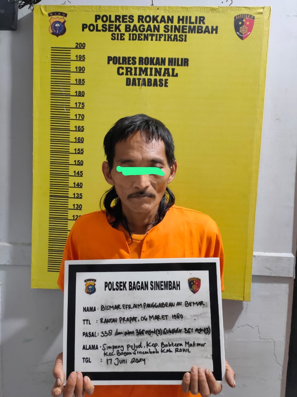 Tim Opsnal Gabungan Polsek Bagan Sinembah dan Polres Rohil Berhasil Meringkus Pelaku Kejahatan Terhadap Nyawa Orang