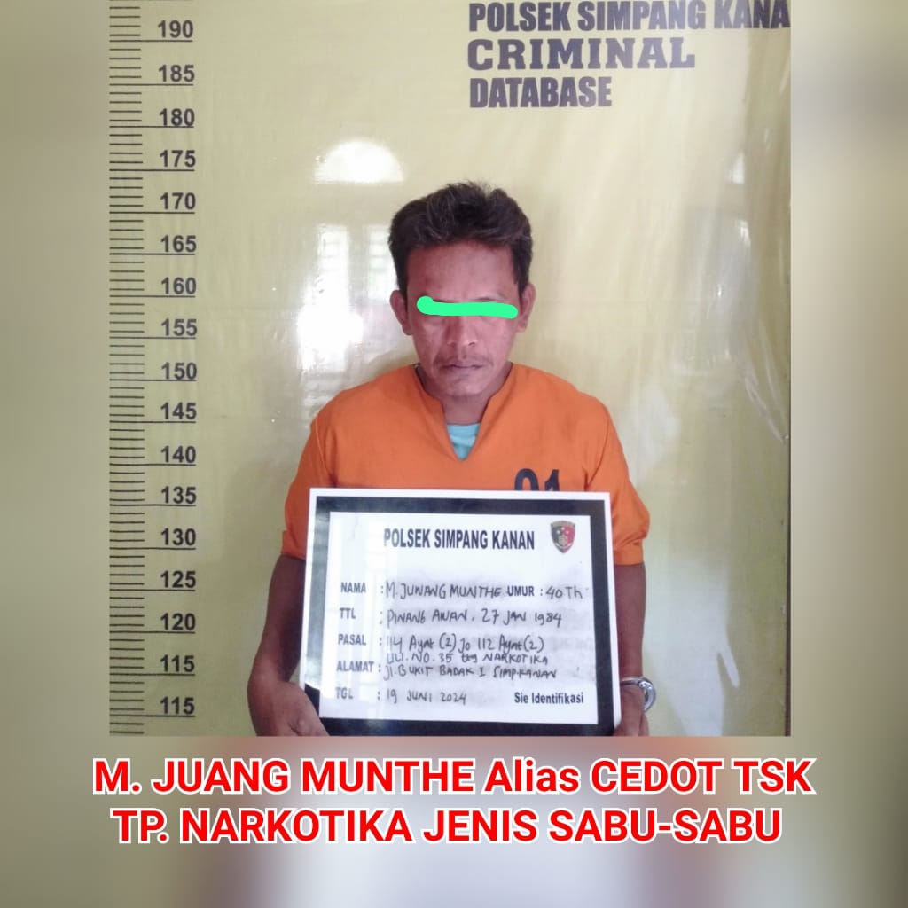 Tim Opsnal Unit Reskrim Polsek Simpang Kanan Polres Rohil Mengungkap Perkara Tindak Pidana Narkotika Jenis Sabu
