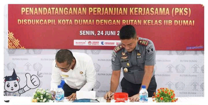 Penandatanganan Perjanjian Kerjasama Rutan Kalas IIB Dumai Dan Dinas Kependudukan Dan Pencatatan Sipil
