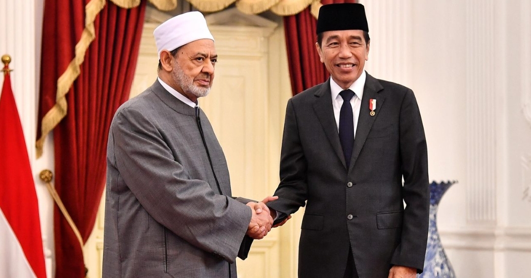 Presiden Jokowi Menyambut Kunjungan Grand Syekh Al Azhar  Prof. Ahmed Mohammed Ahmed Al-Thayeb, di Istana Merdeka
