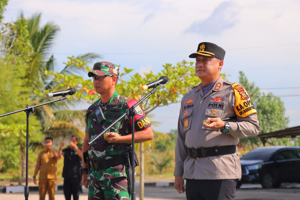 Kapolres Rohil  Hadiri Kegiatan Apel Gelar Pasukan dalam rangka Pilkada Tahun 2024 Kodim 0321 / Rohil
