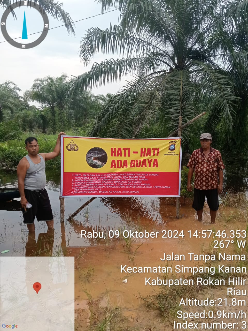 Kapolres Rohil Perintahkan Kapolsek se Rohil Pasang Spanduk Himbauan Hati hati Buaya 