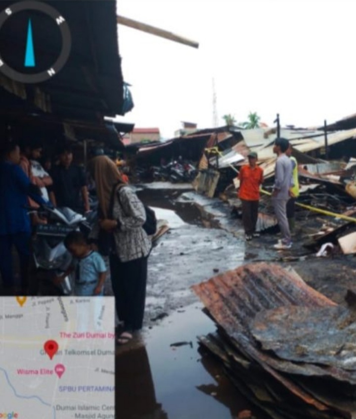 Sekitar 50 unit Kios Ayam dan Sayur di Pasar Pulau Payung Dumai, Kembali di Lalap si jago merah,