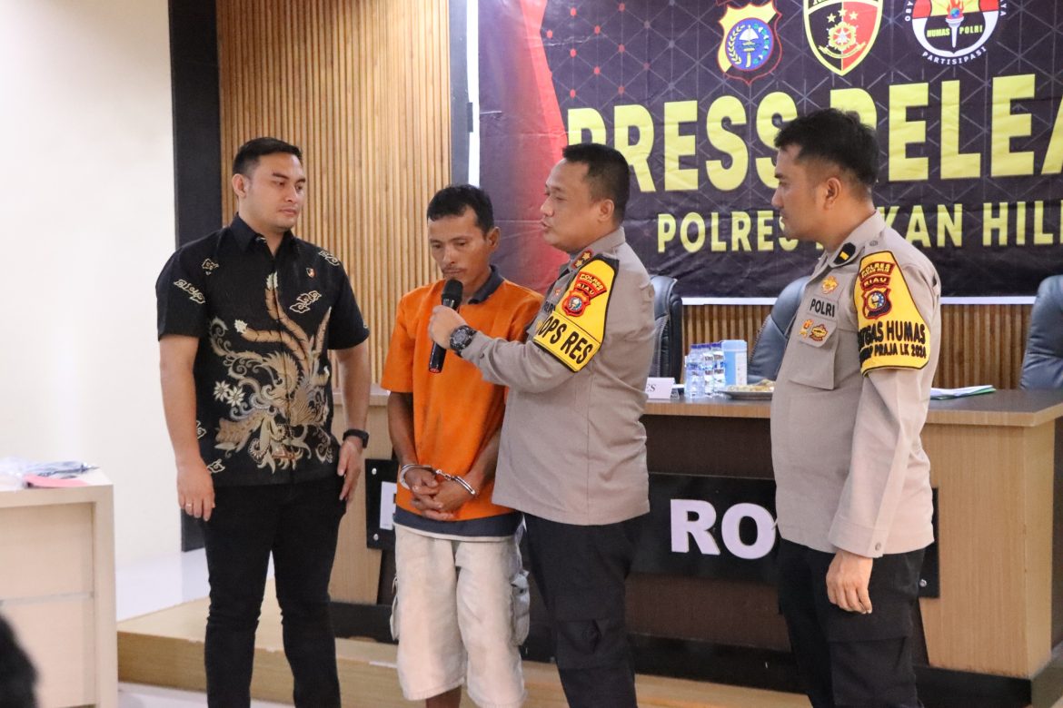 Press Release Ungkap Kasus Karhutla, Kapolres Rohil : Jangan Coba coba Bakar Lahan 