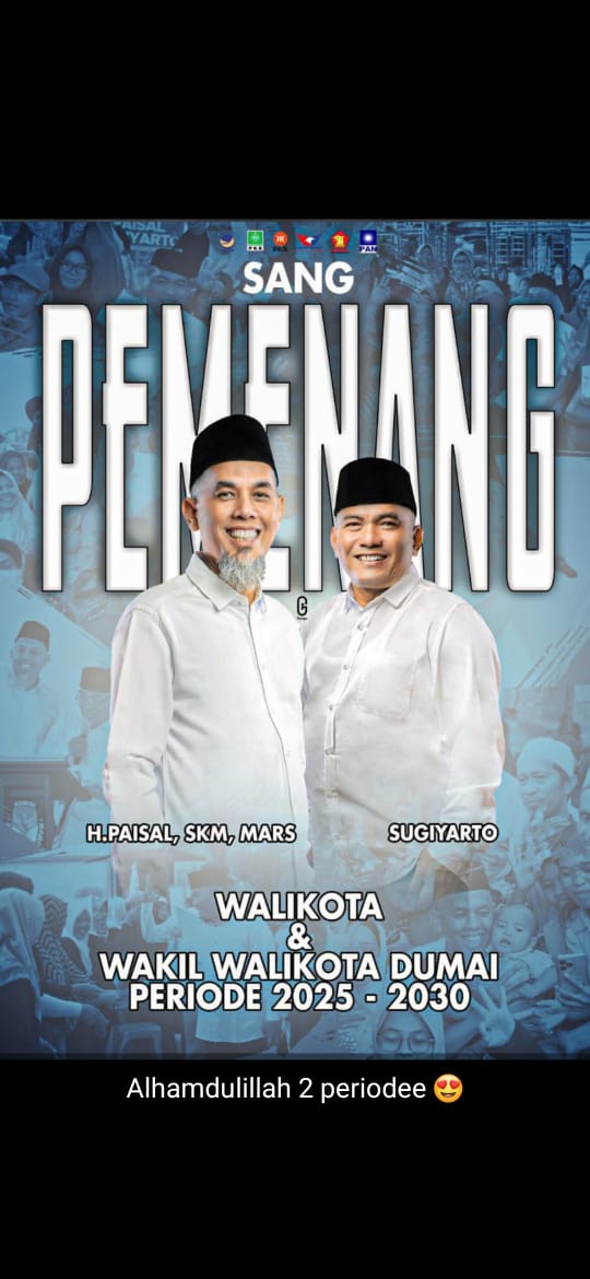 Pilkada Dumai Paslon No3 Paisal-Sugiyarto Unggul,Raih Suara Terbanyak di Tuju Kecamatan Sekota Dumai.    