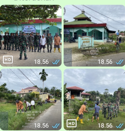 HUT Batalyon 132 Bima Sakti: Kegiatan Karya Bhakti TNI di Desa Kampung Baru Kec Bukit Nanas Dumai
