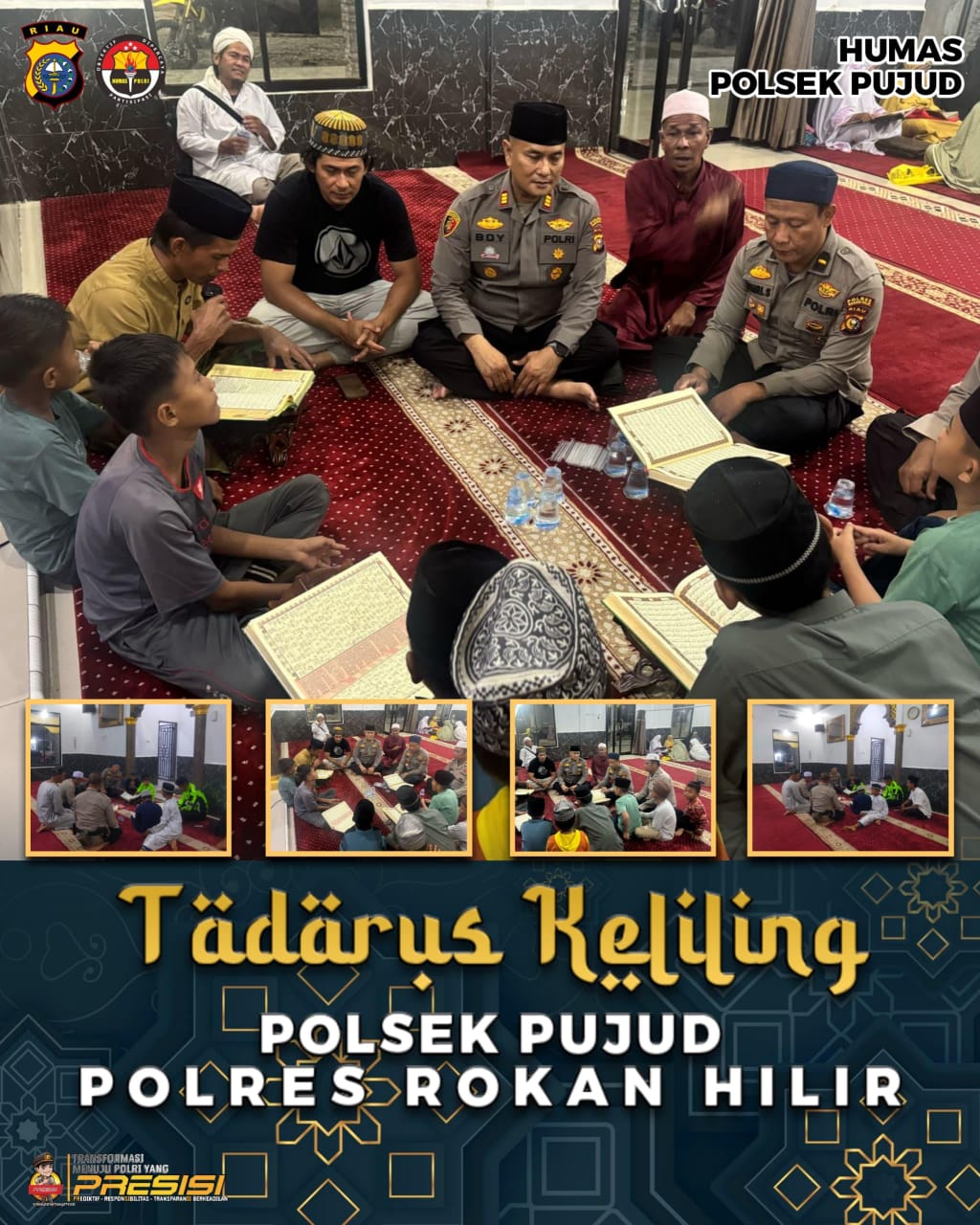Momen Hangat, Polsek Pujud Polres Rohil Tadarus Al-Qur’an dengan Masyarakat 
