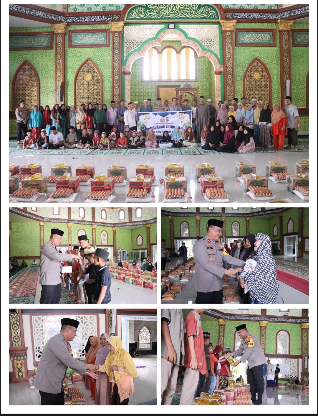 Kapolres Rohil Berbagi Santunan ke Dhuafa dan Anak Yatim di Masjid Nurul Iman 