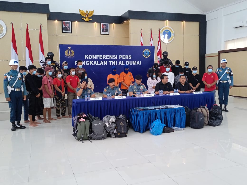 Lanal Kota Dumai Gagalkan Penyeludupan 19 Calon PMI Non Prosedural Ke Malaysia,Dua Orang Positif Pemakai Narkoba.