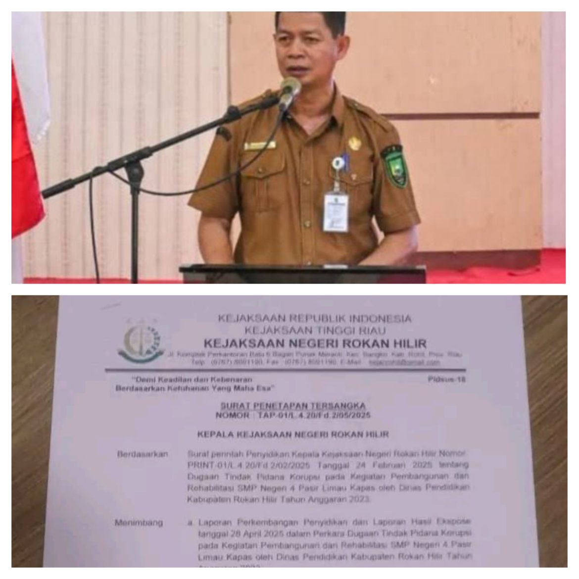 kejari Rohil menetapkan kadisdik Rohil Asril Arief tersangka dalam dugaan Tindak pidana korupsi