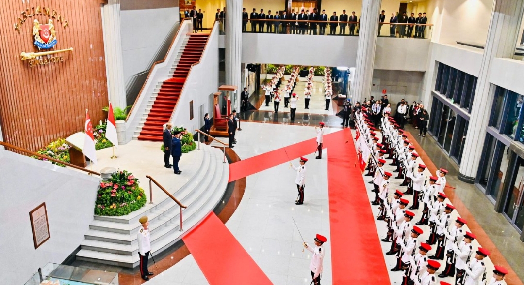 Presiden Prabowo Disambut Upacara Kenegaraan di Parliament House Singapura