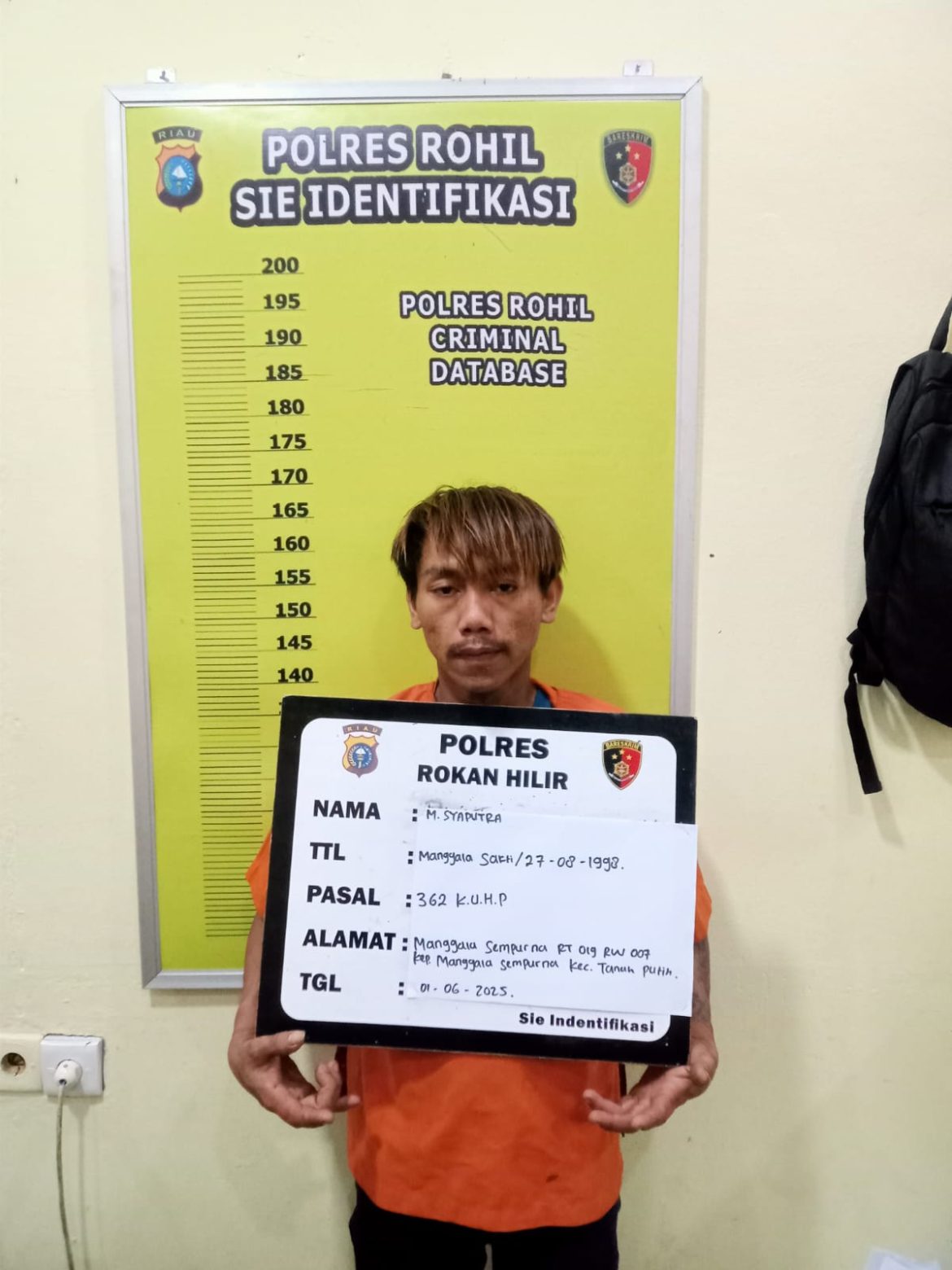 *Ungkap Kasus Curanmor di Jalan Lintas Manggala – Pujud, Seorang Pengangguran Dibekuk Sat Reskrim Polres Rohil*
