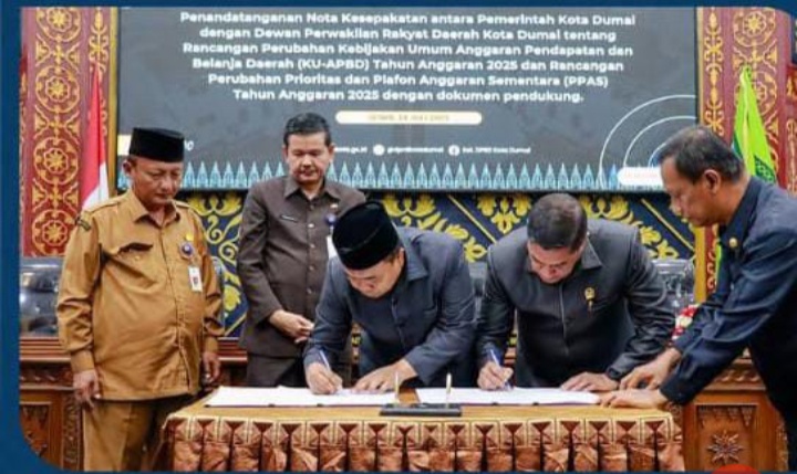 DPRD Kota Dumai Gelar Rapat Paripurna Penandatanganan Nota Kesepakatan Rancangan Perubahan KU-APBD PPAS TA 2025