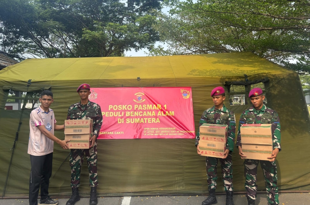Pasmar 1 Dirikan Posko Bantuan Kemanusiaan Untuk Bancana Alam di Sumatera