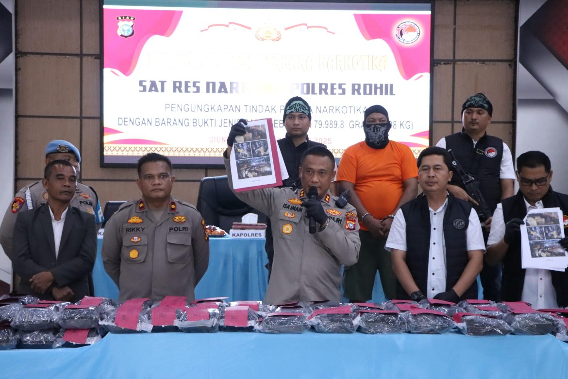 Kurir Residivis Kembali Ditangkap, Polres Rohil Ungkap Kasus Narkotika 79,98 Kilogram Sabu, Kasus Terbesar Tahun 2025