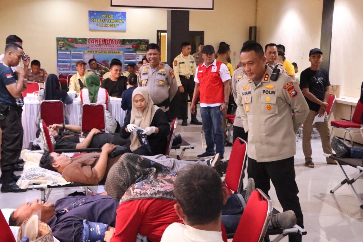 Polres Rohil Gelar Donor Darah Peringati HUT Satpam ke-45