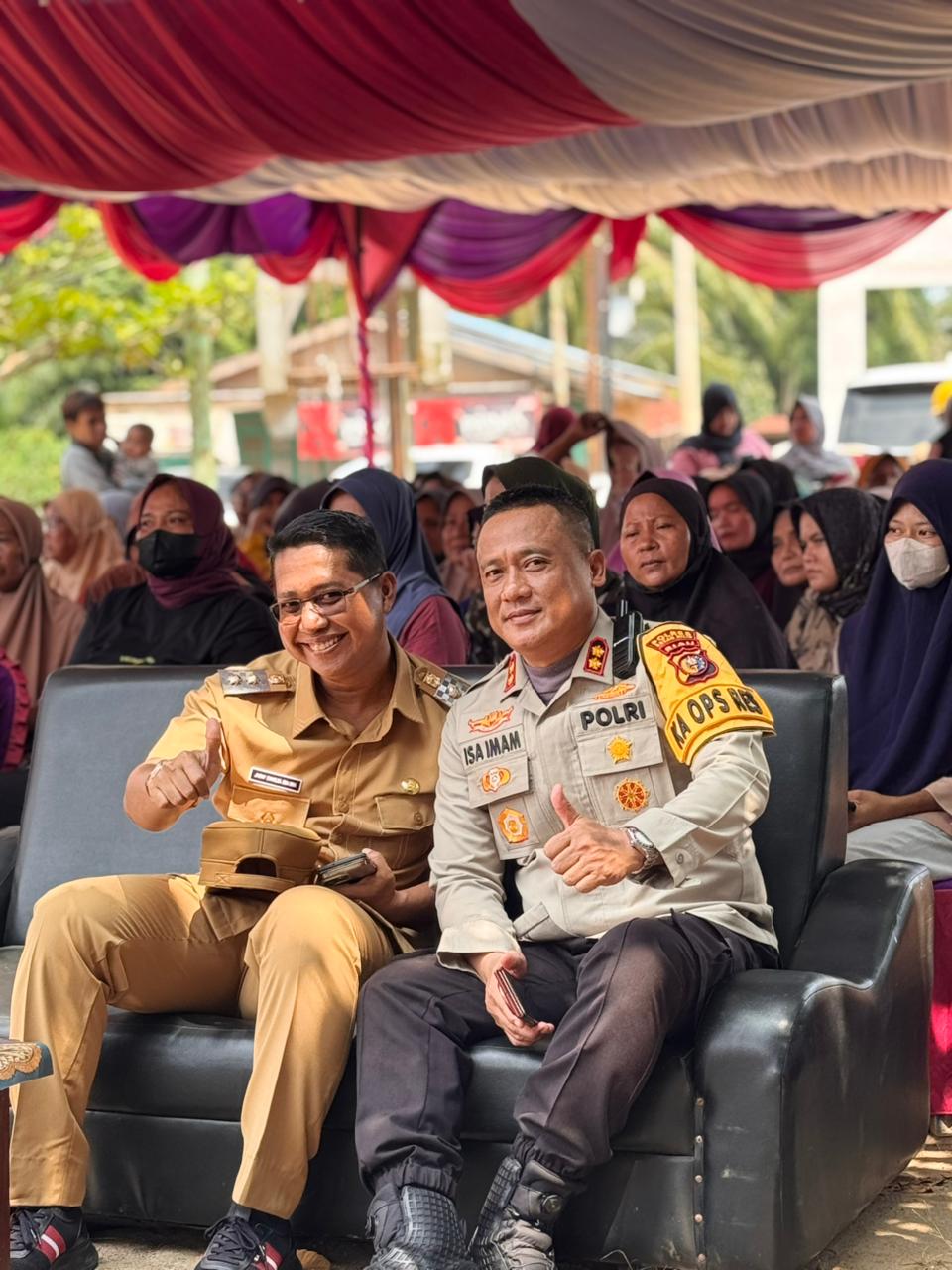 Kapolres Rokan Hilir Bersama Wakil Bupati Hadiri Pasar Murah Ramadhan PT. Pertamina Hulu Rokan di Bangko Permata