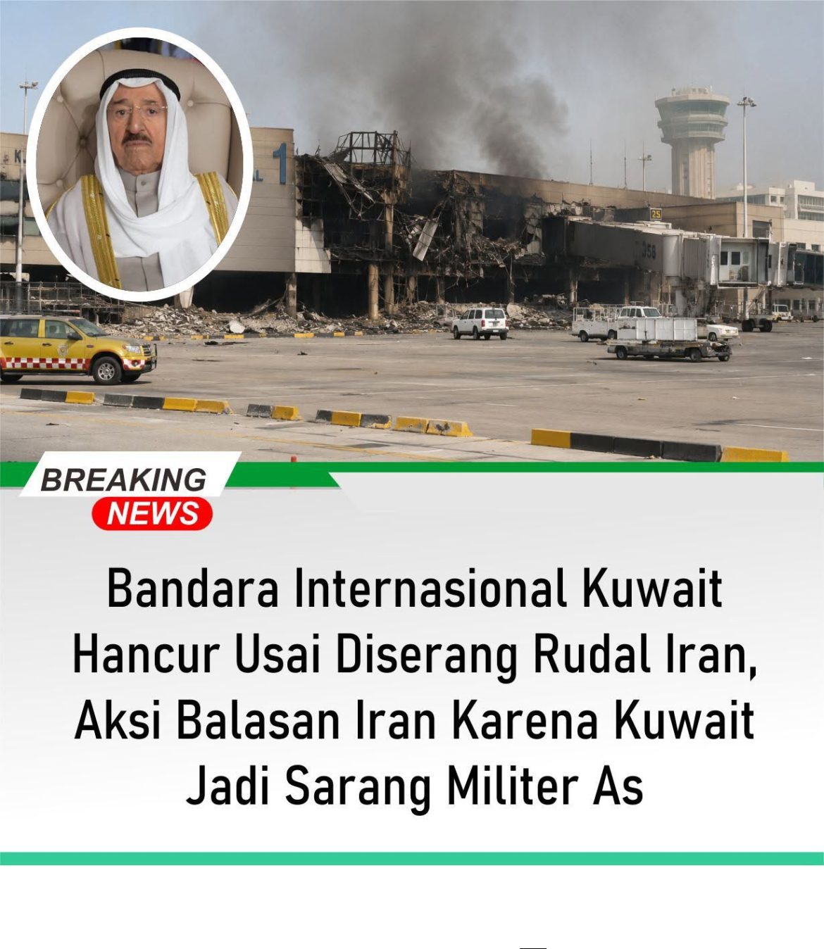 Bandara Internasional Kuwait lumpuh total setelah menjadi sasaran serangan drone dan rudal pada Rabu pagi, 3 Juni 2026.