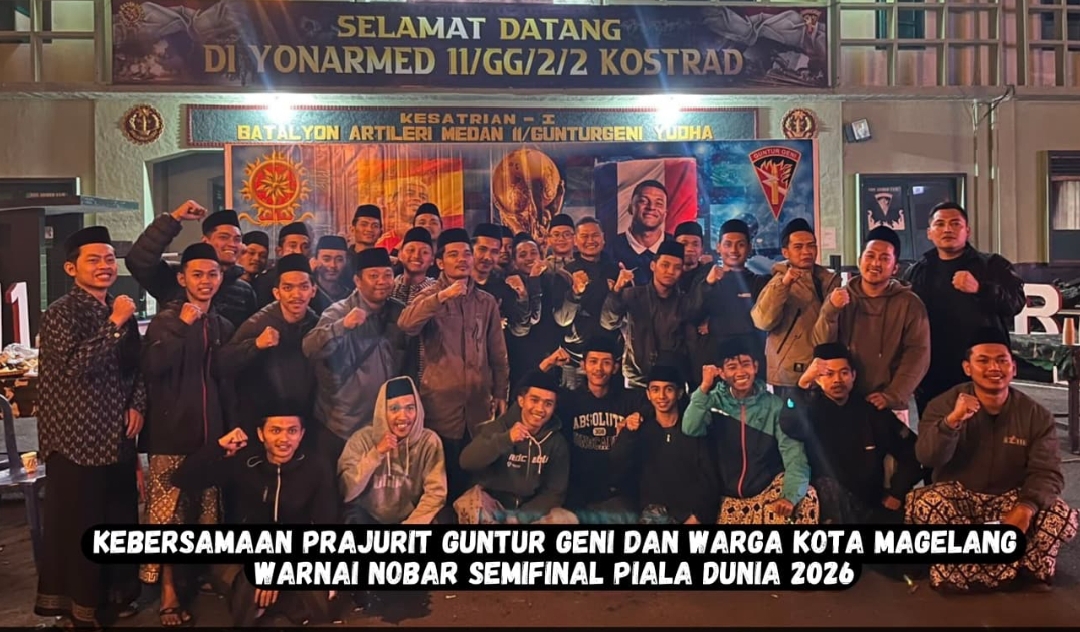 *Kebersamaan Prajurit Guntur Geni dan Warga Kota Magelang Warnai Nobar Semifinal Piala Dunia 2026*