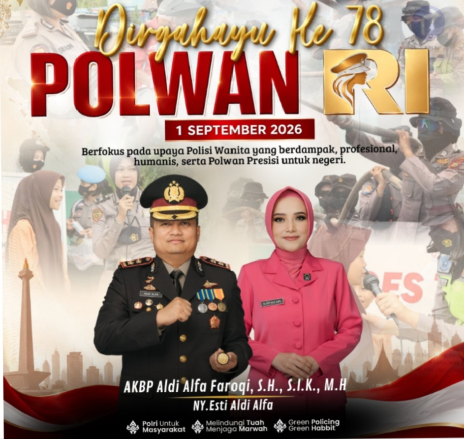 Kapolres Rohil dan Ketua Bhayangkari Ucapkan HUT ke-78 Polwan