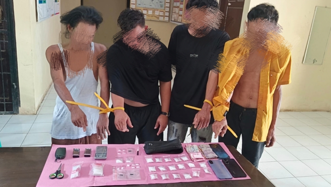Polsek Kubu Polres Rokan Hilir Ringkus 4 Pengedar Sabu, 103,19 Gram Narkotika Diamankan