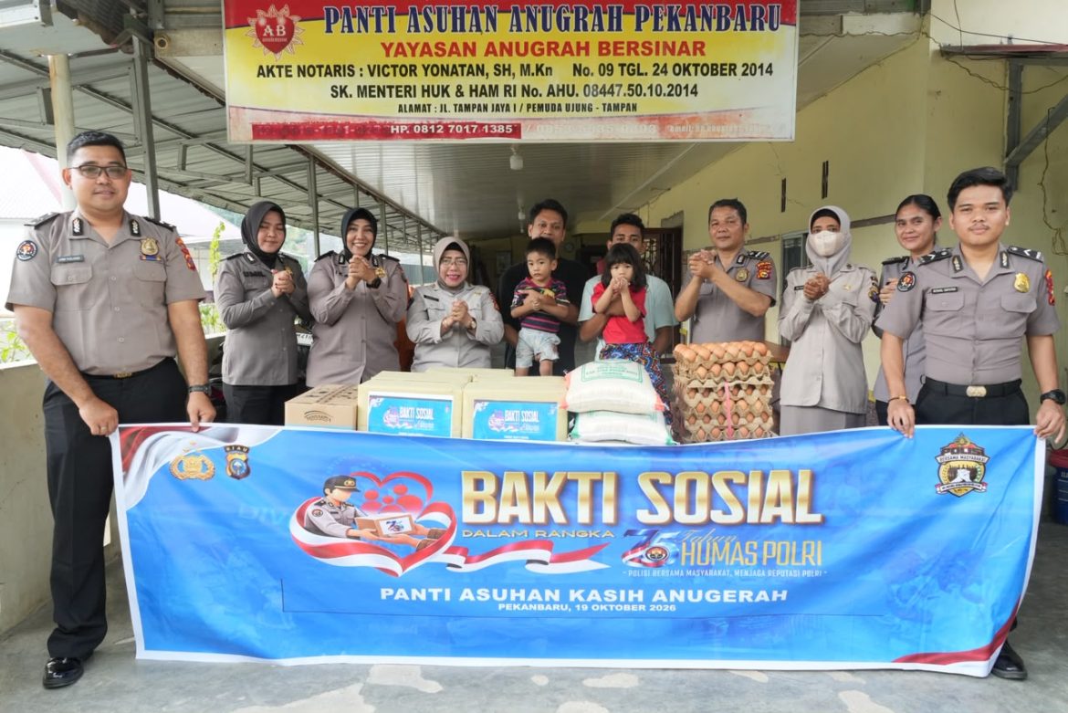 Sambut Hari Jadi ke-75 Humas Polri, Bidhumas Polda Riau Berbagi Kebahagiaan dengan Anak Panti Asuhan